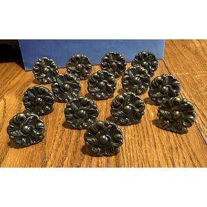 VTG R.D.C.A. Brass Flower FRENCH PROVINCIAL Cabinet‎ Drawer Knob  1.5" Lot of 14